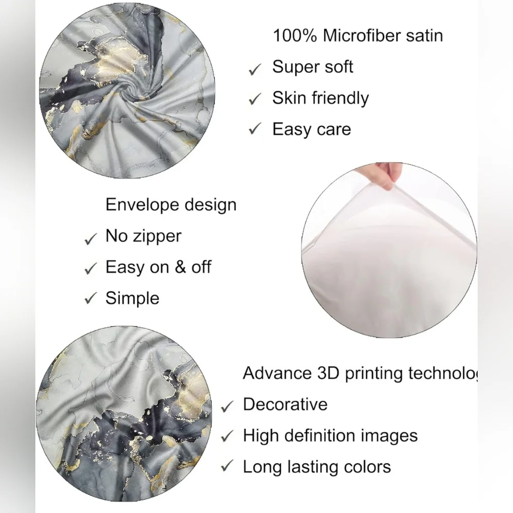 Satin Pillowcase for Hair and Skin - Printing Microfiber Pillow Cover - 2 Pack